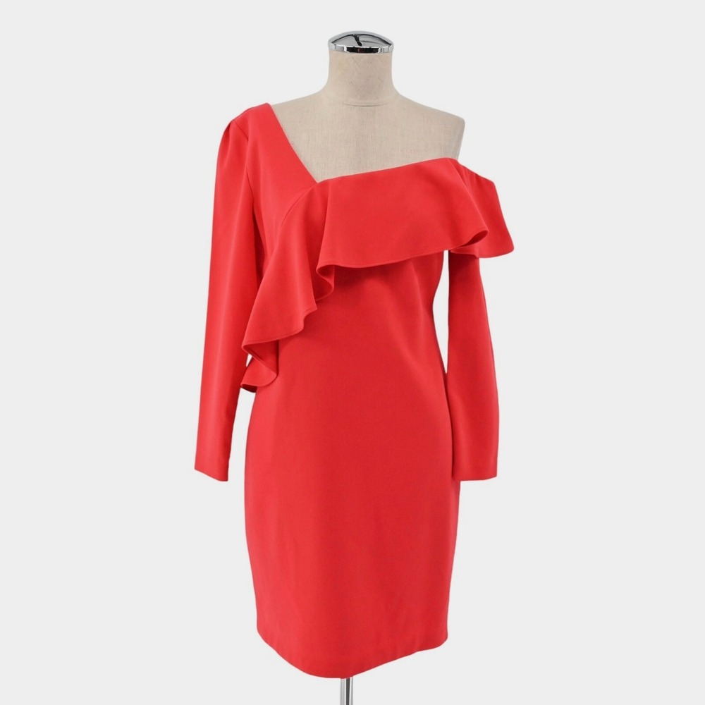 BLACK HALO‎ Tava Dress Size 6 Red Glamorous Ruffle Romantic Elegant Mini Sheath
